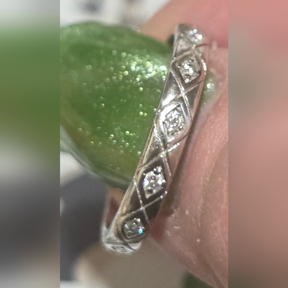 Moissanite Wedding Band. Set In 925 Sterling Silver Size 8.5
